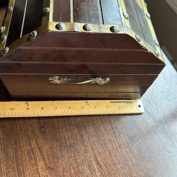 Vintage Treasure Chest Jewelry Box Japan red lining in drawer - Picture 14 of 15